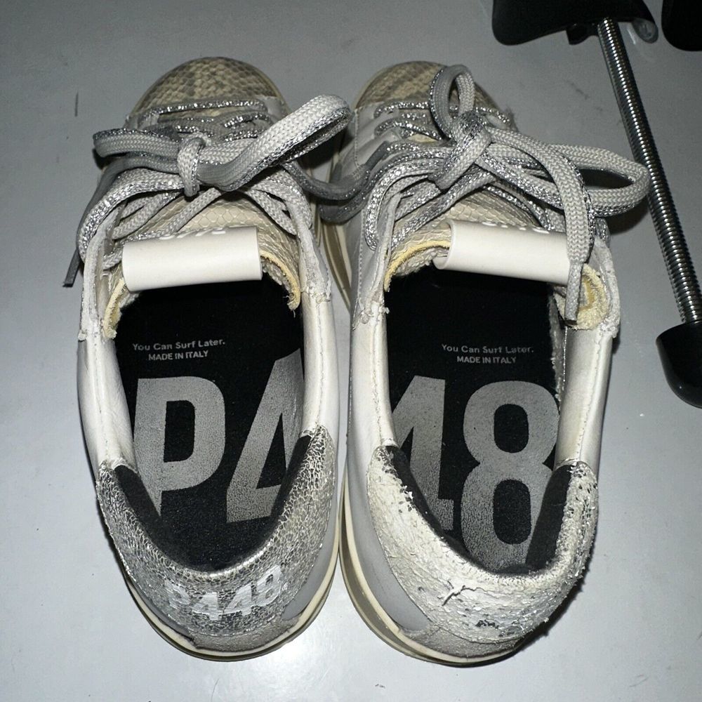 P448 Womens John White /Silver Python Sneakers - … - image 7